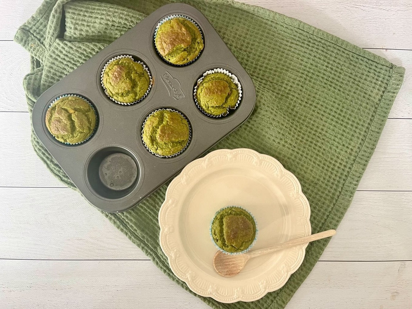 Muffins verts protéinés et riches en fibres !