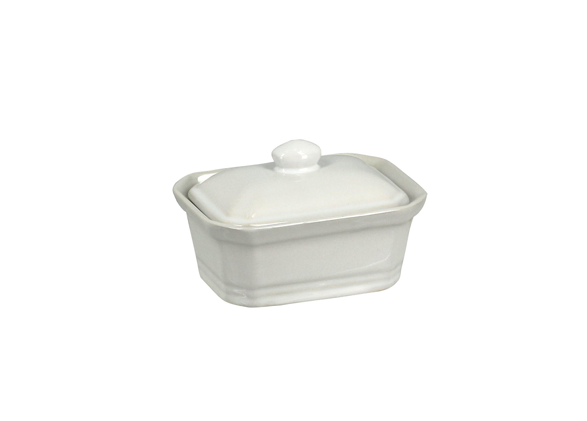 Terrine avec couvercle 200 grammes en grès blanc 11x8x4,6cm