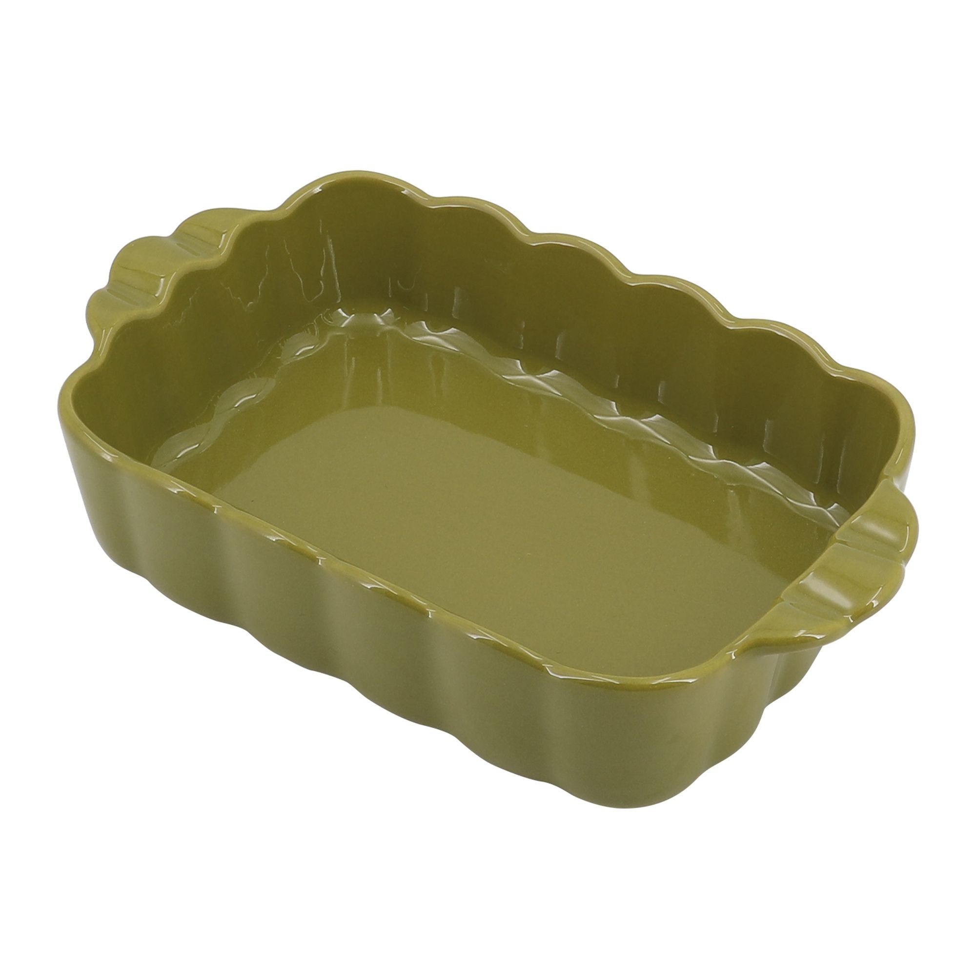 Plat à Four Fiorella en Grès Vert 39,5×24,5 cm