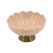 Plat sur Pied Fiorella en grès Rose & Vert 14×7,5 cm