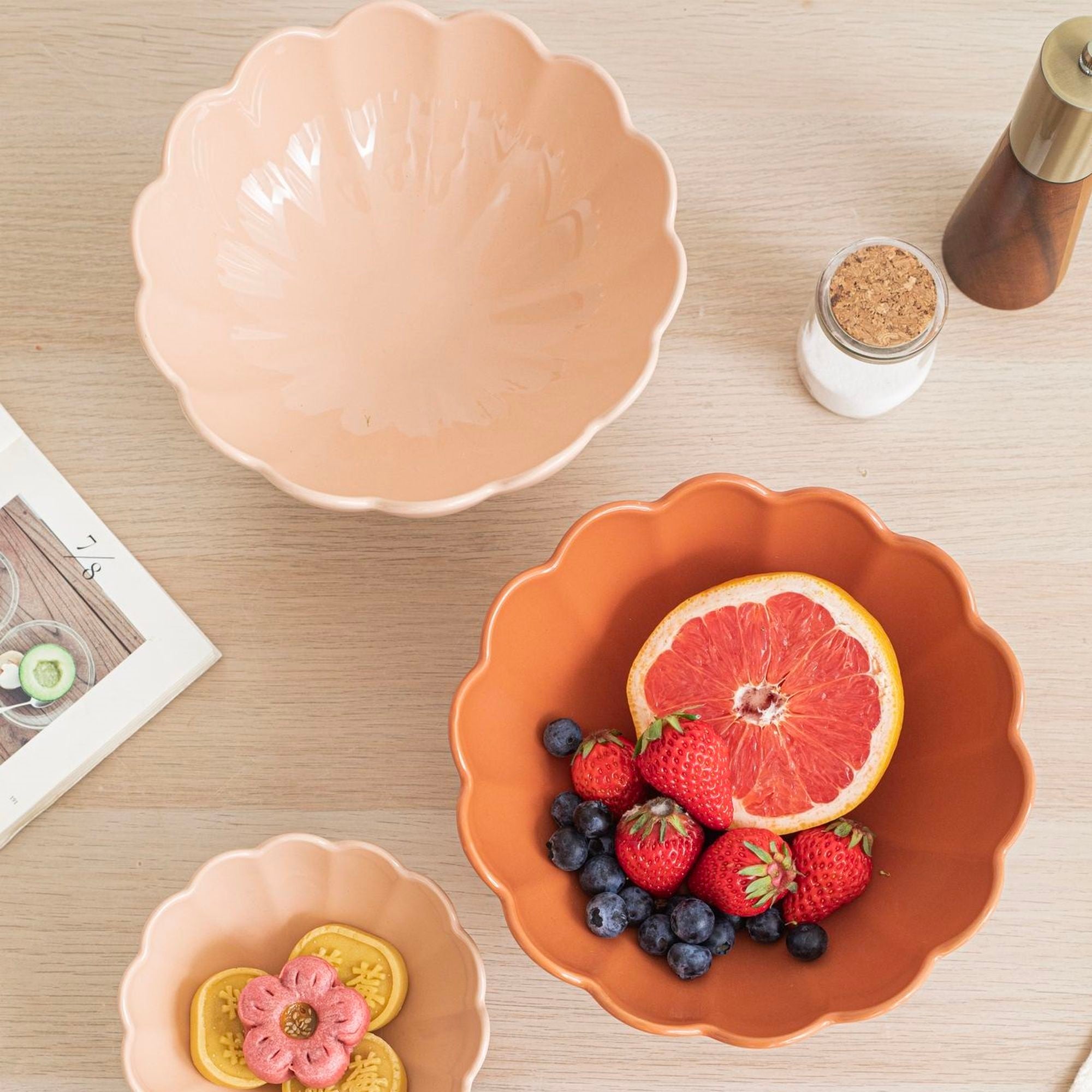 Plat sur Pied Fiorella en grès Terracotta & Vert 21×11,5 cm