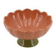 Plat sur Pied Fiorella en grès Terracotta & Vert 21×11,5 cm