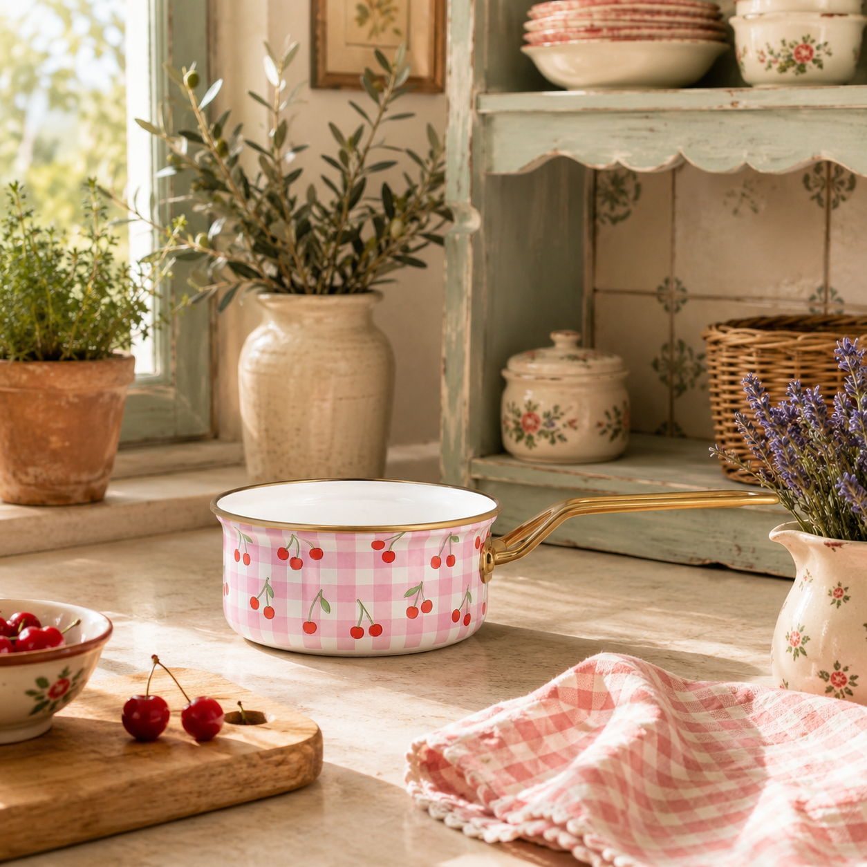 Casserole Vichy Cerise 16cm en acier émaillé