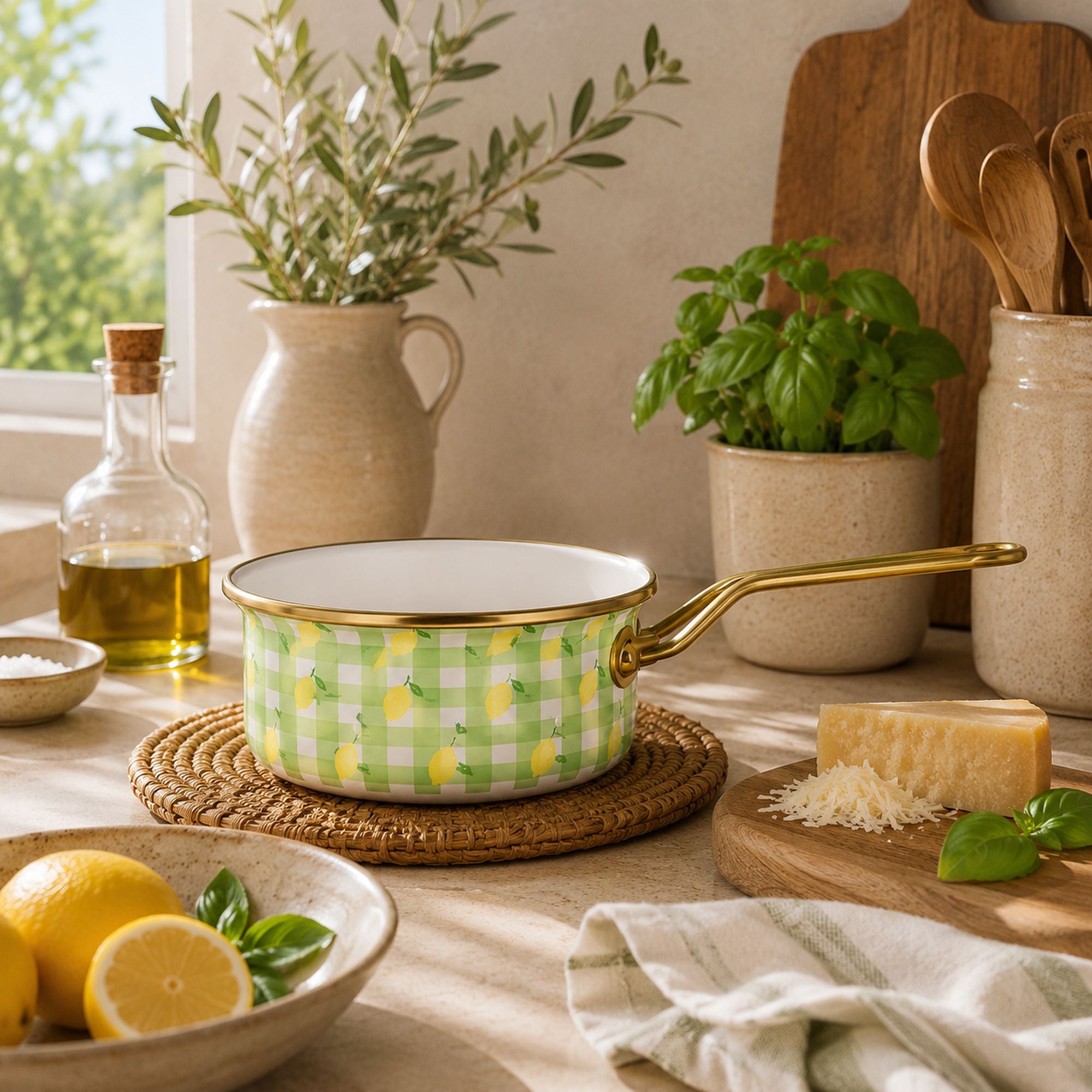Casserole Vichy Citron 18cm en acier émaillé
