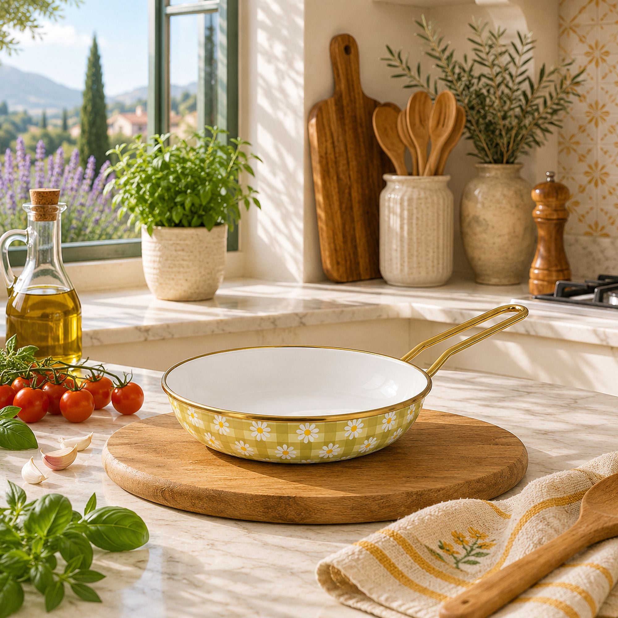 Daisy 20cm Enamelled Steel Frying Pan