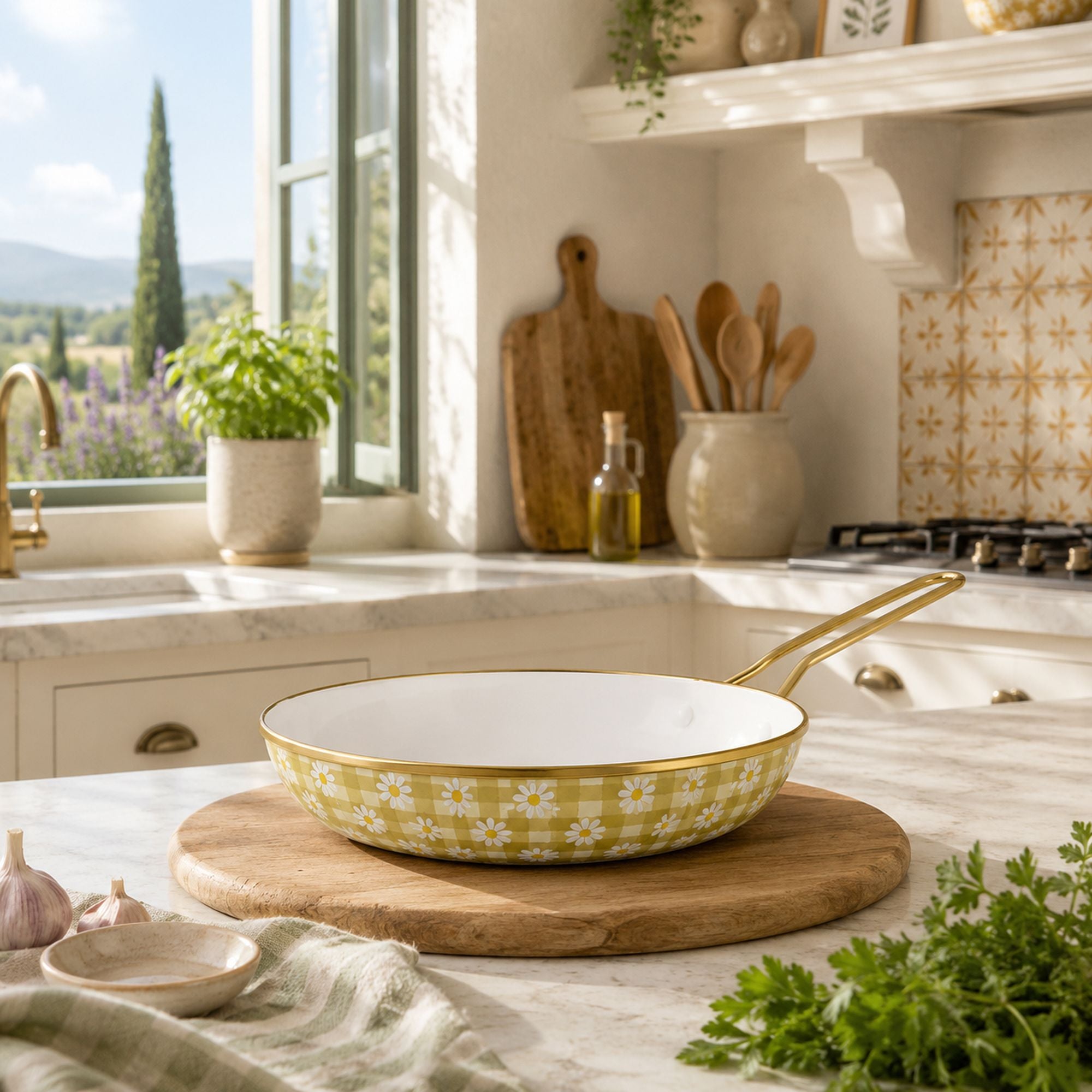 Daisy 24cm Enamelled Steel Frying Pan