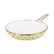 Poêle Daisy 28cm en acier émaillé jaune motif vichy et marguerites Menastyl, vue principale sur fond blanc