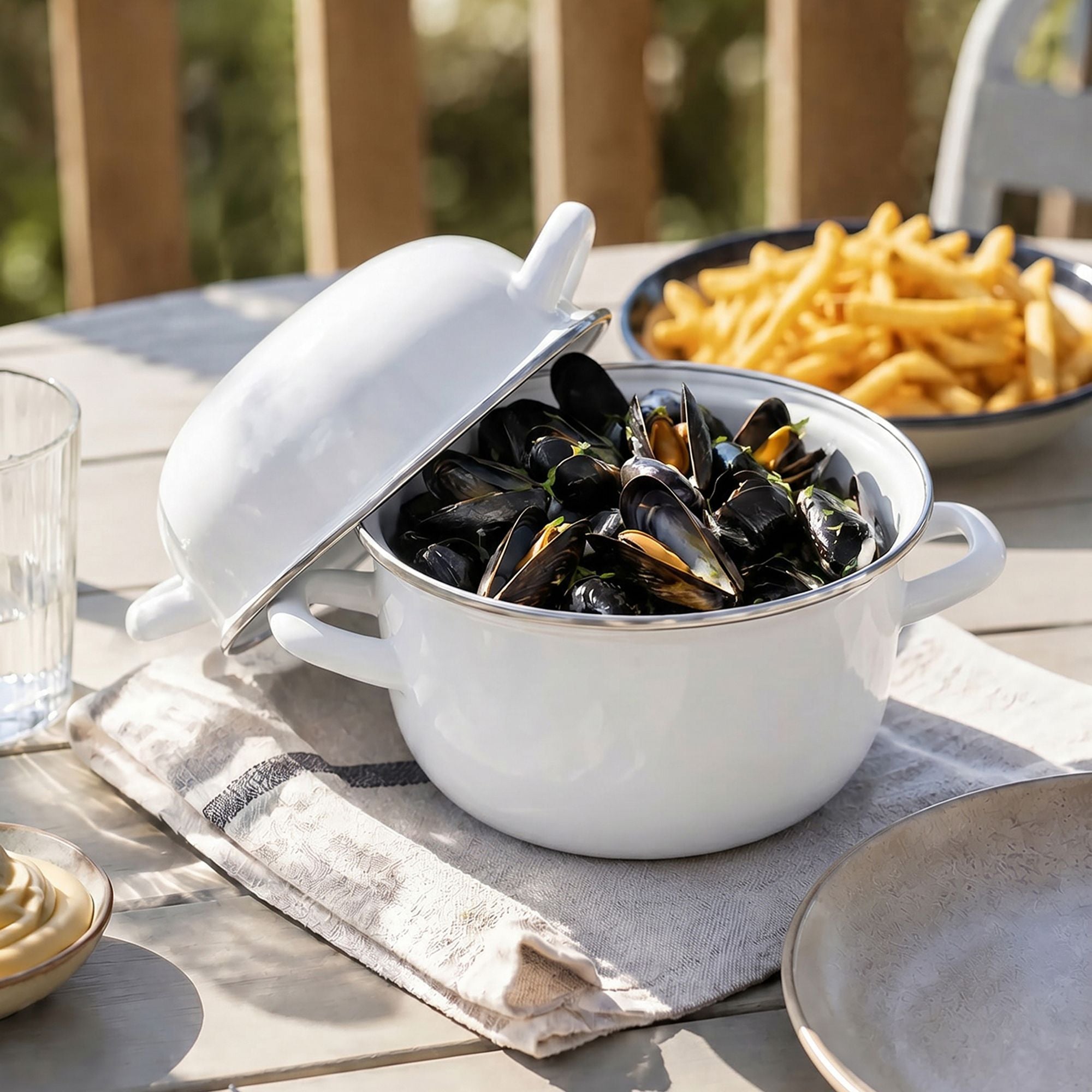 18 cm enamelled steel mussel pot