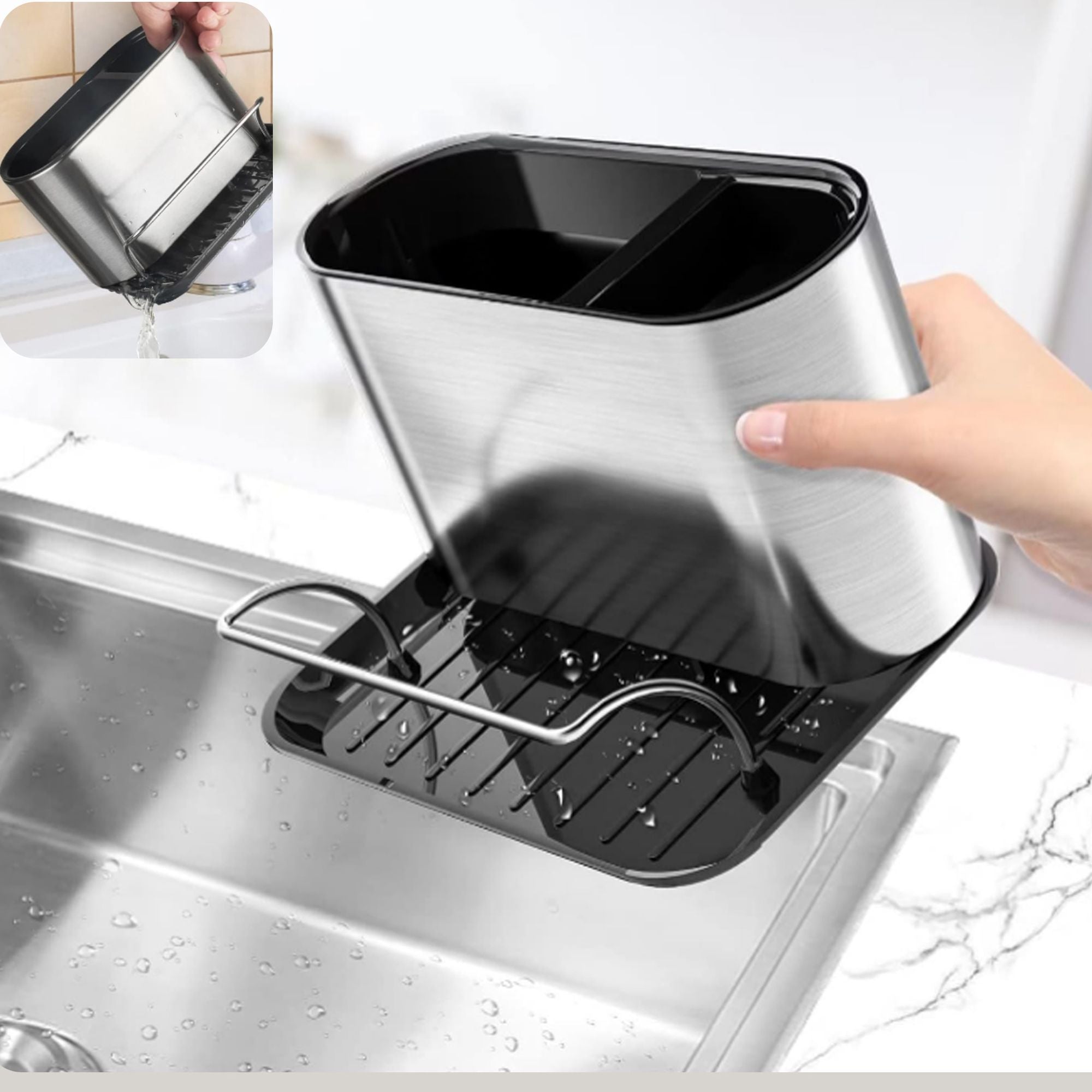 Kitchen Organizer 18×12×13 cm Stainless Steel &amp; Plastic