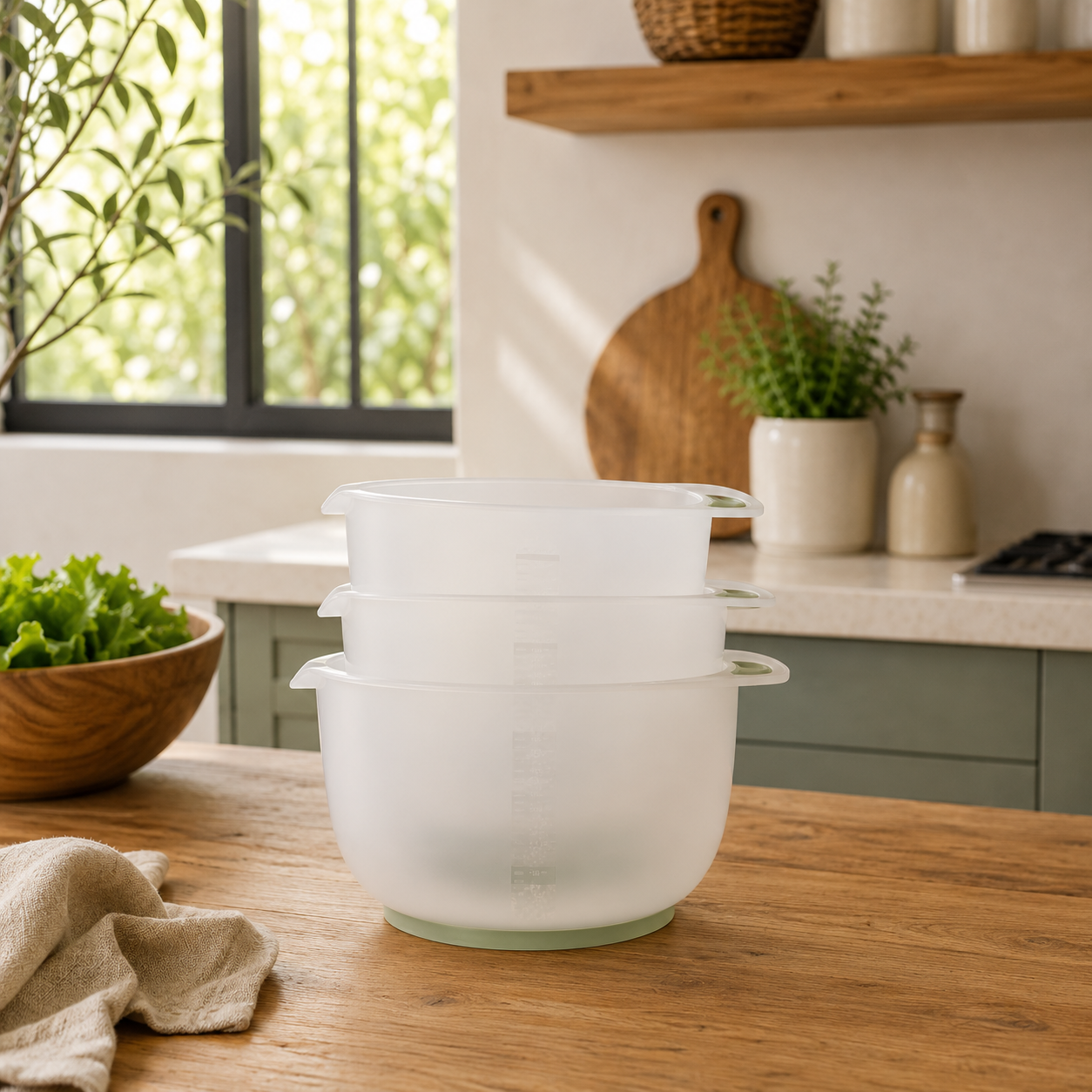 Lot de 3 bols à mélanger en plastique
