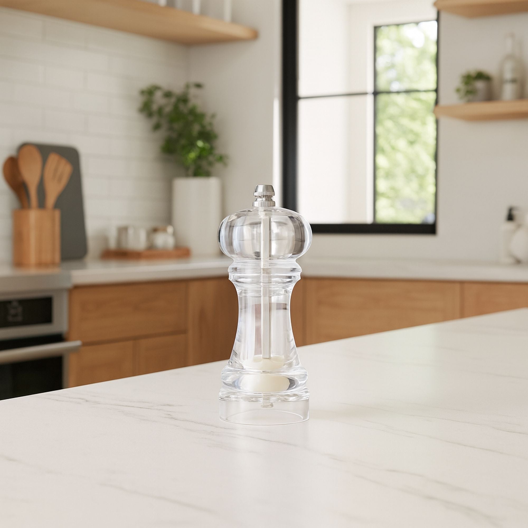 Moulin à Sel ou Poivre 14 cm en acrylique avec broyeur en céramique ajustable