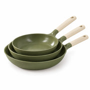 Lot de 3 poêles Anna en fonte aluminium vert