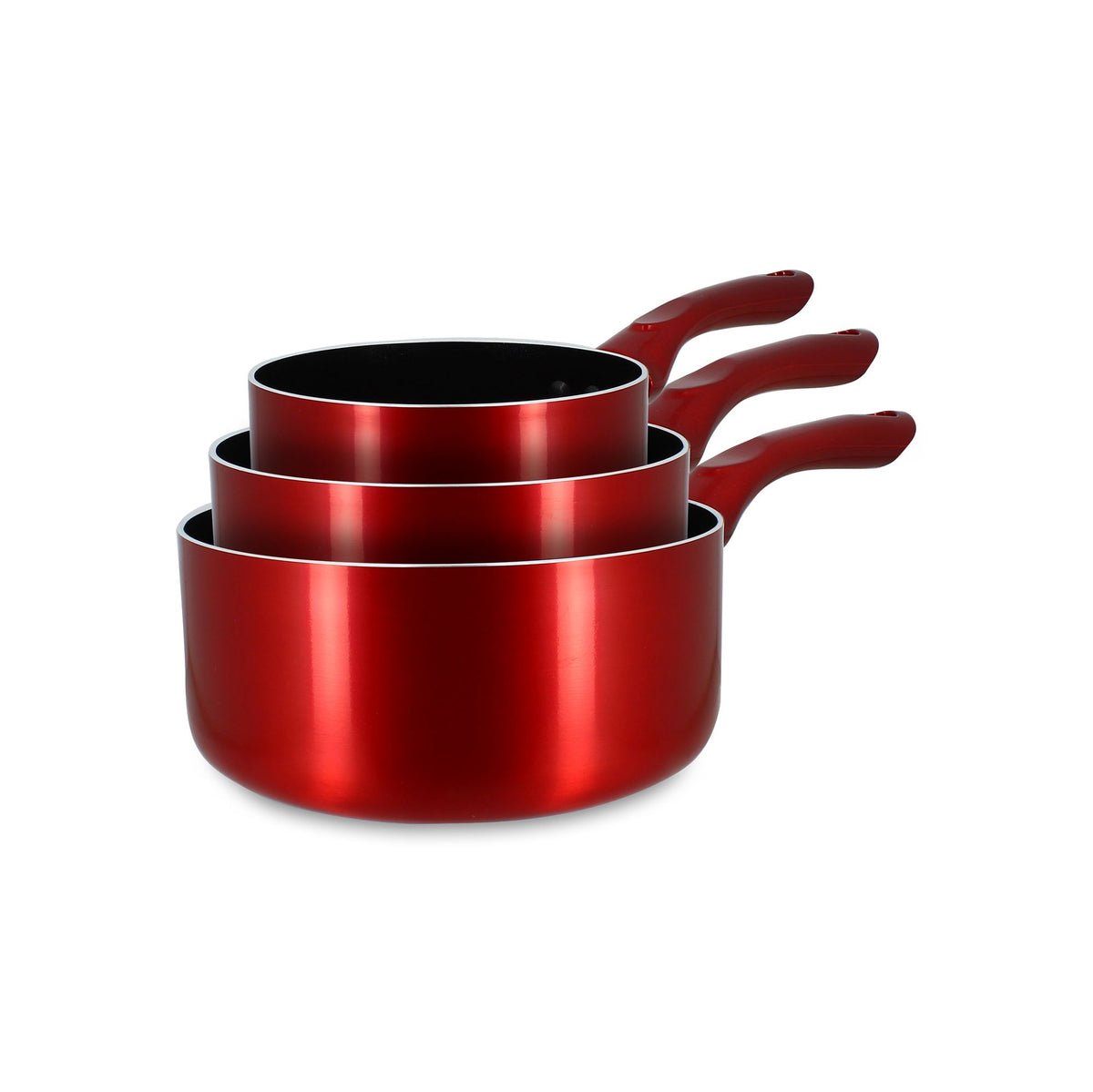 Set of 3 Cerise aluminum saucepans 14/16/18 cm
