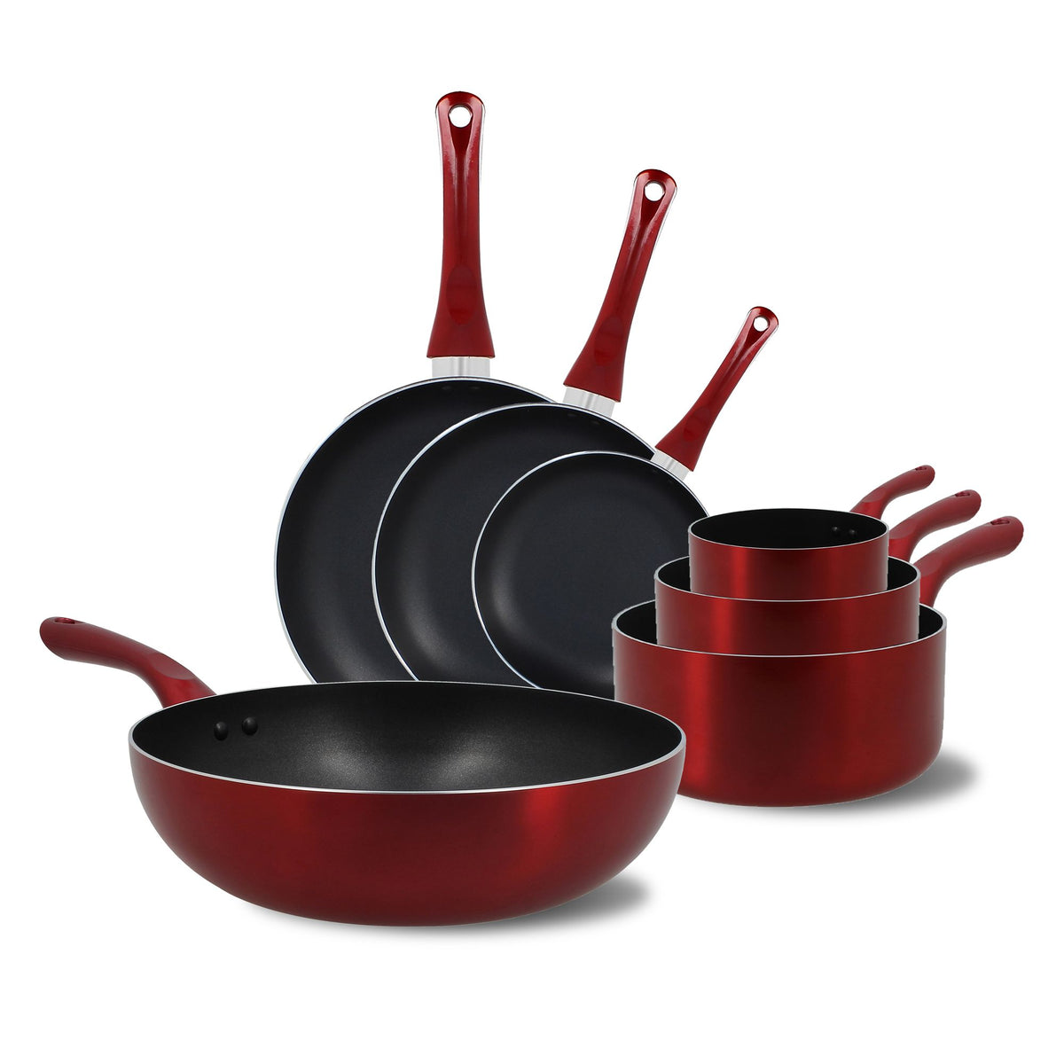 Set of 7 pieces Cerise in aluminum