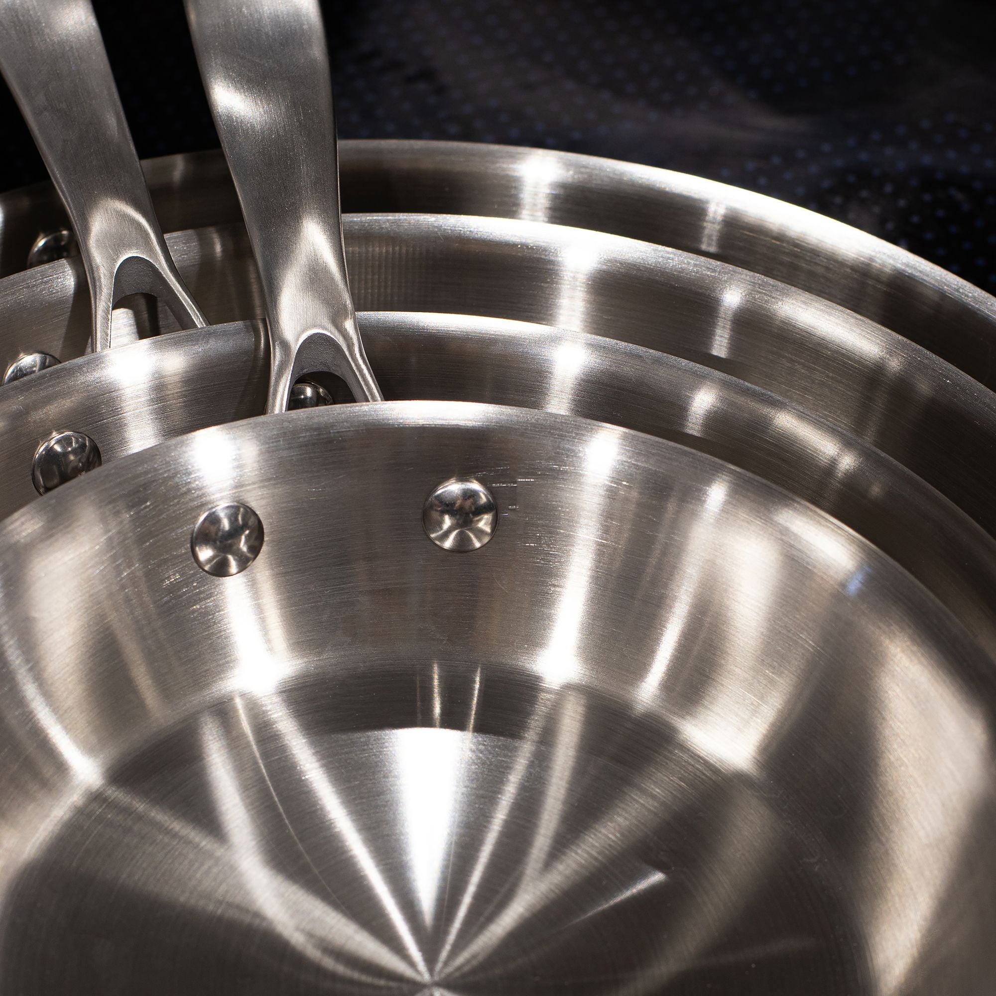 Set de 3 poêles Triply en acier inoxydable triple couche 20/24/28 cm 🇫🇷