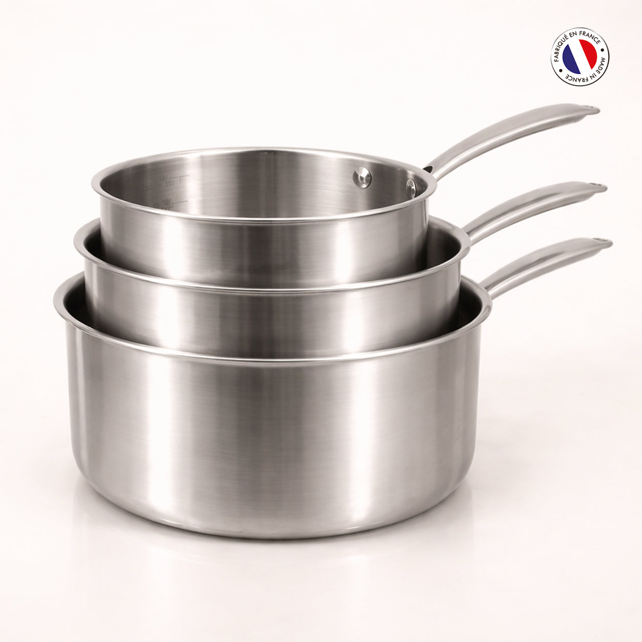 Set de 3 casseroles Triply en acier inoxydable triple couche 16/18/20 cm 🇫🇷