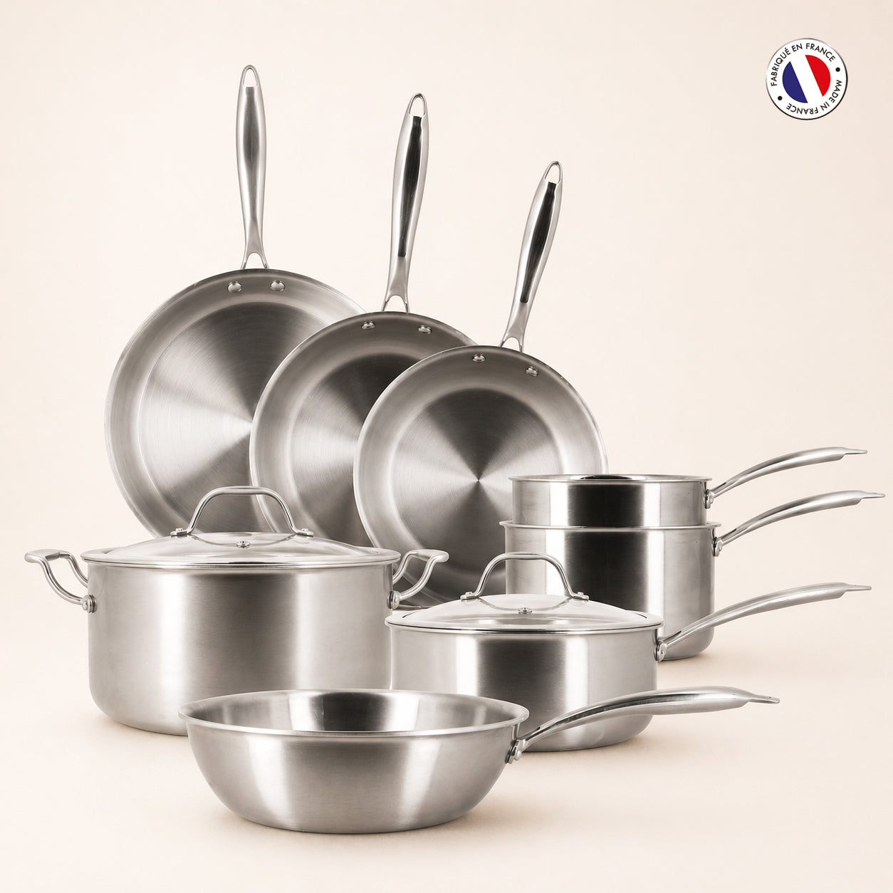 Set de 8 pièces Triply en acier inoxydable triple couche 🇫🇷