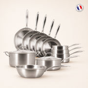Set de 11 pièces Triply Menastyl en acier inoxydable : poêles, casseroles, wok et faitout, fabrication française