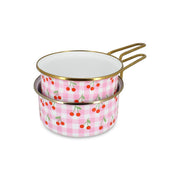 Lot de 2 casseroles Vichy Cerise en acier émaillé