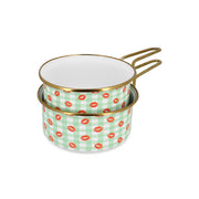 Lot de 2 casseroles Vichy en acier émaillé
