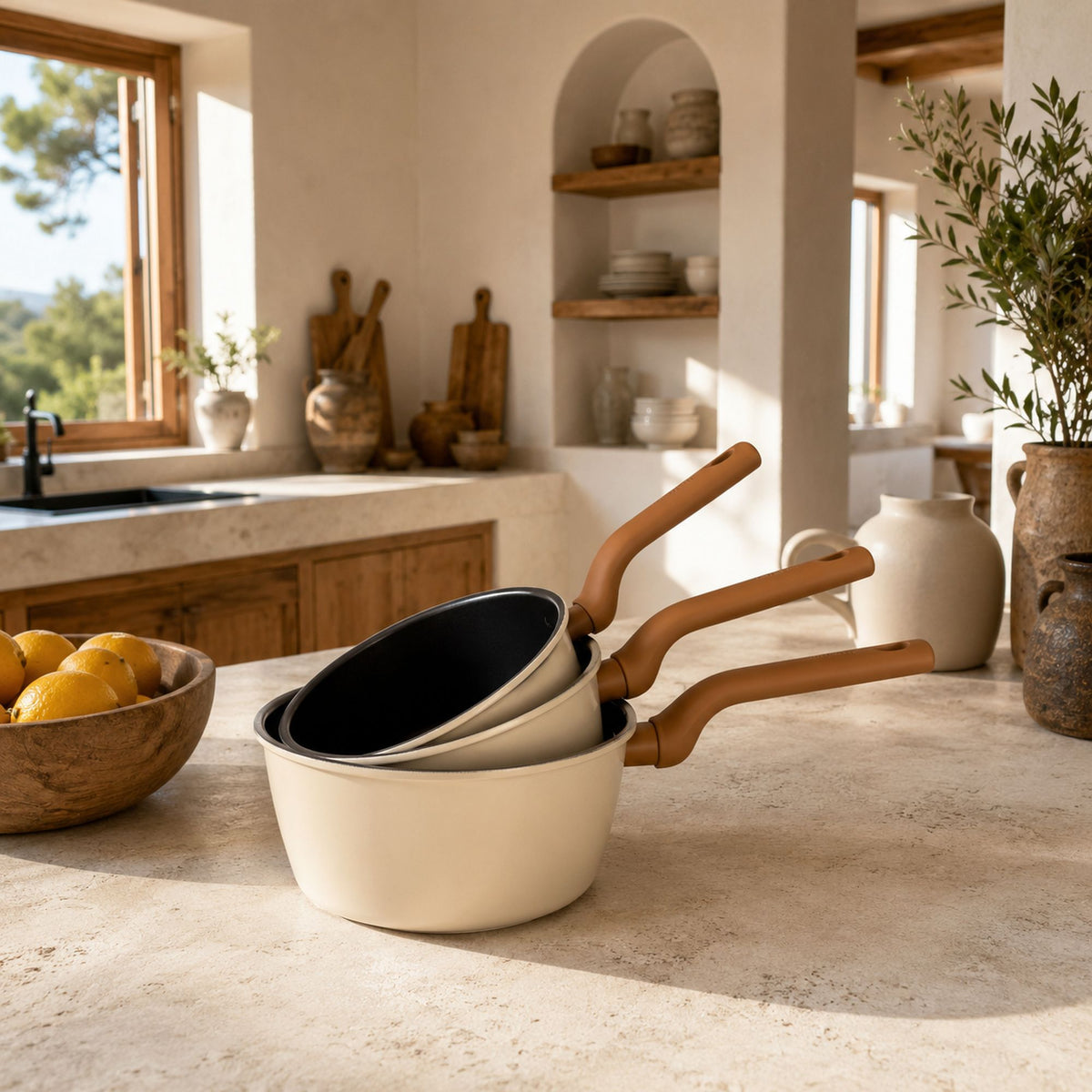 Lot de 3 casseroles Praticook en acier carbone