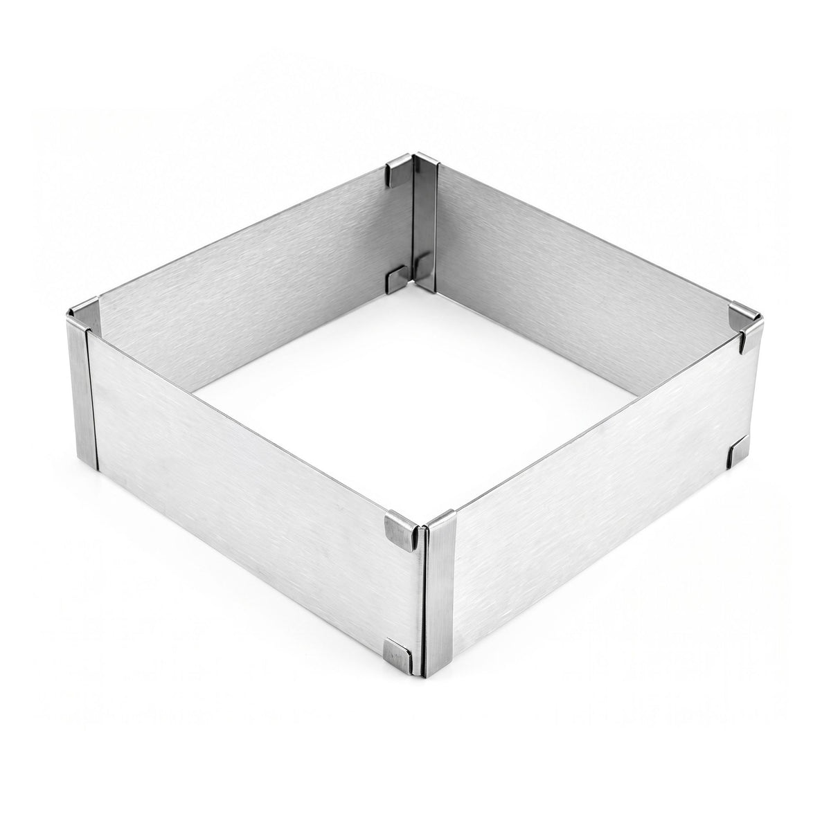 Cadre pâtissier rectangulaire extensible Angélique en acier inoxydable brossé Menastyl, vue en perspective