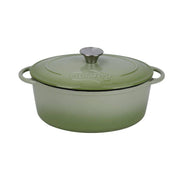 Cocotte ovale Colette 6.5 litres en fonte émaillée verte avec couvercle et poignées Menastyl