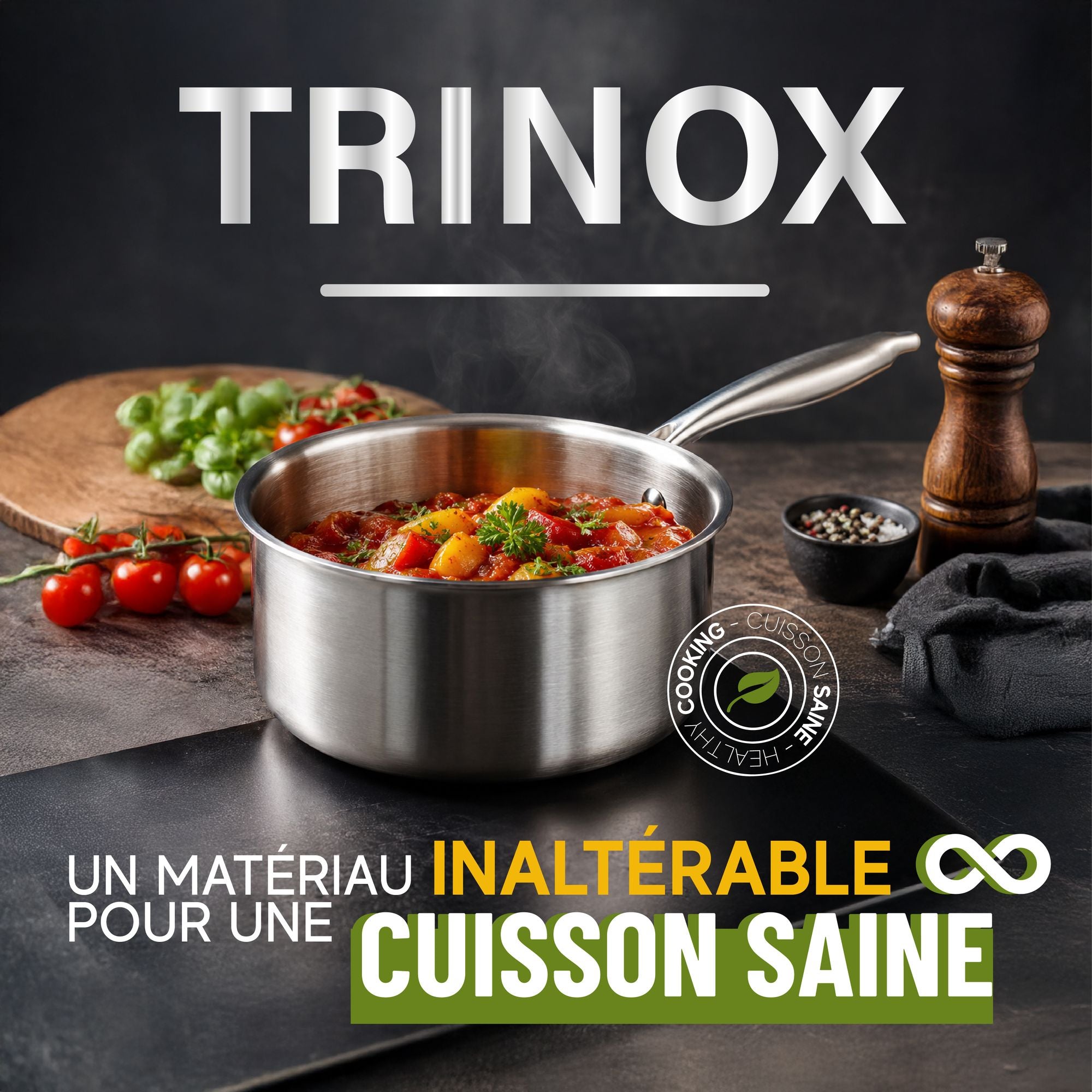 Casserole Trinox Ø18 cm en acier inoxydable triple couche