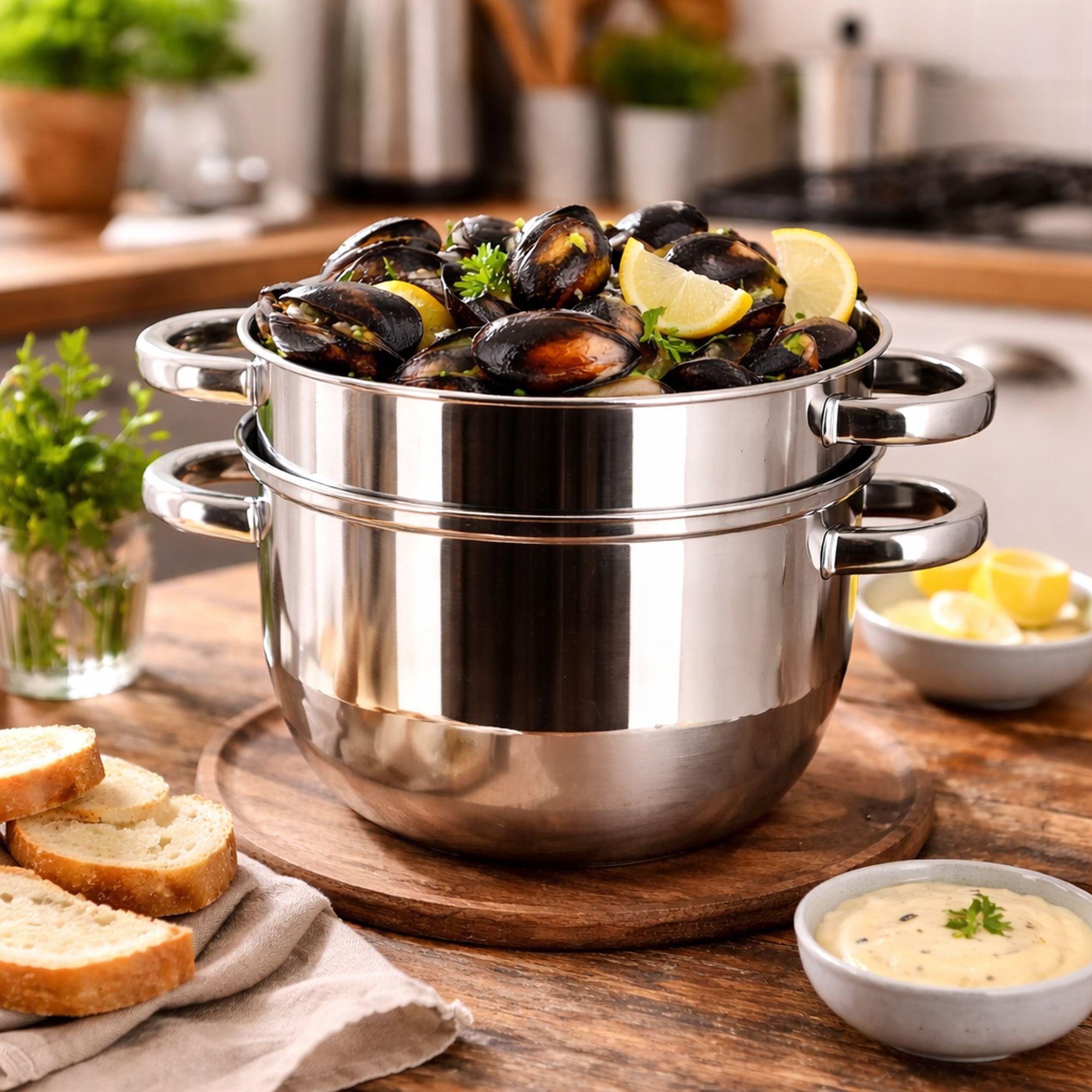 Marmite à moules 2.7l en acier inoxydable