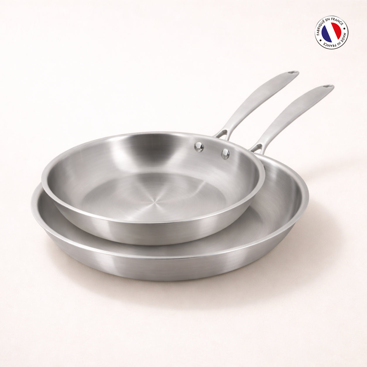 Set de 2 poêles Triply en acier inoxydable triple couche 24/28 cm 🇫🇷