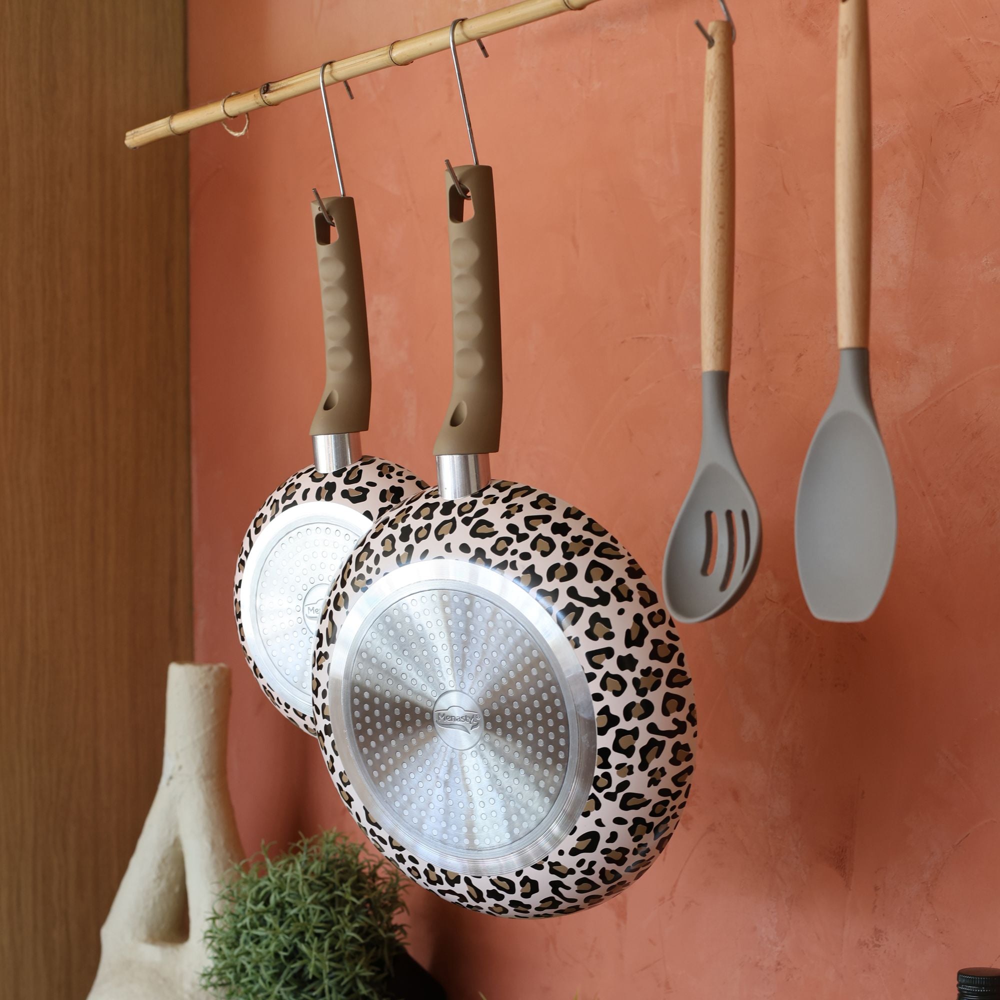 Set of 3 Leopard 20/24/28 cm aluminum induction brown pans – Menastyl