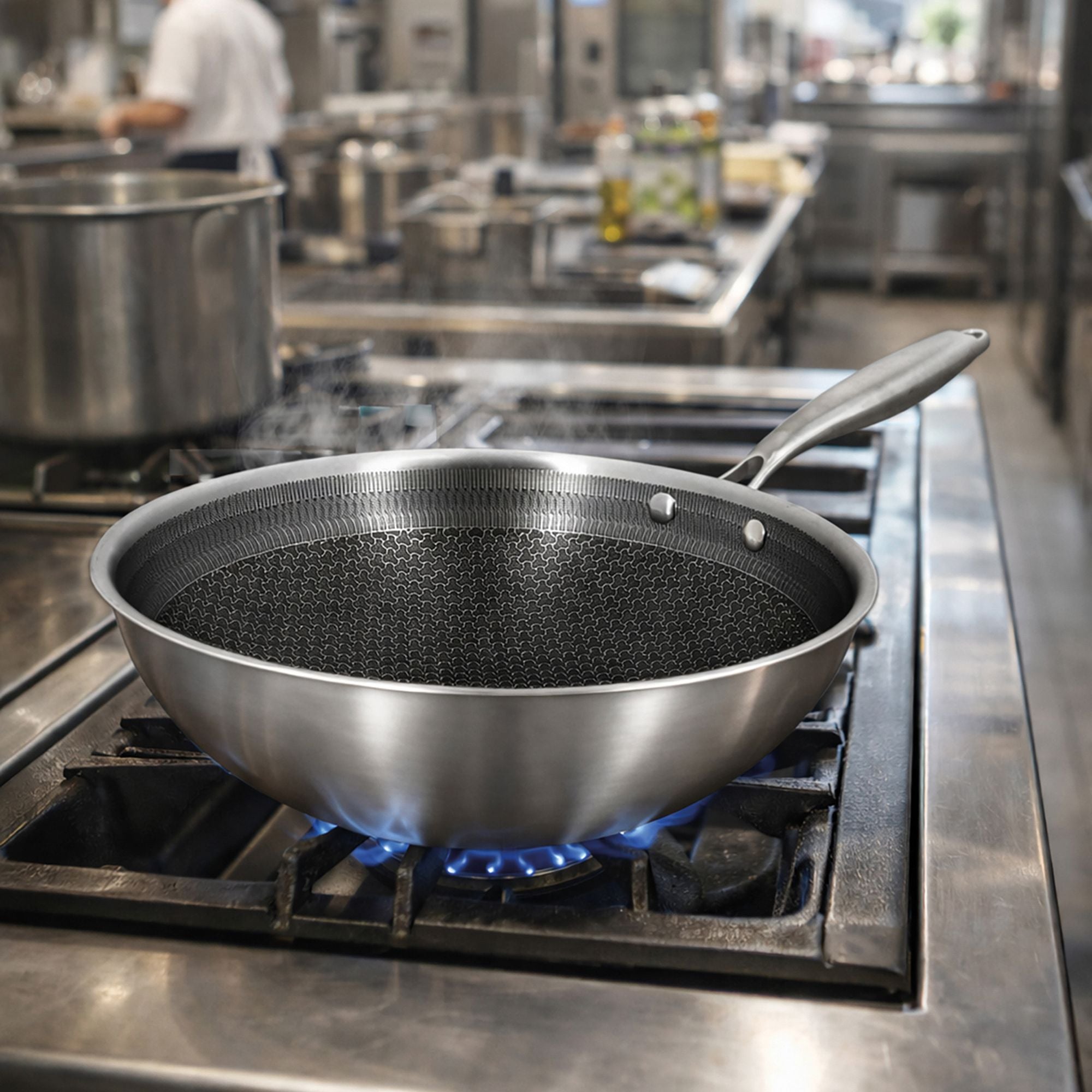 Wok Trinox Ø28 cm en acier inoxydable avec revêtement antiadhésif sans PFAS