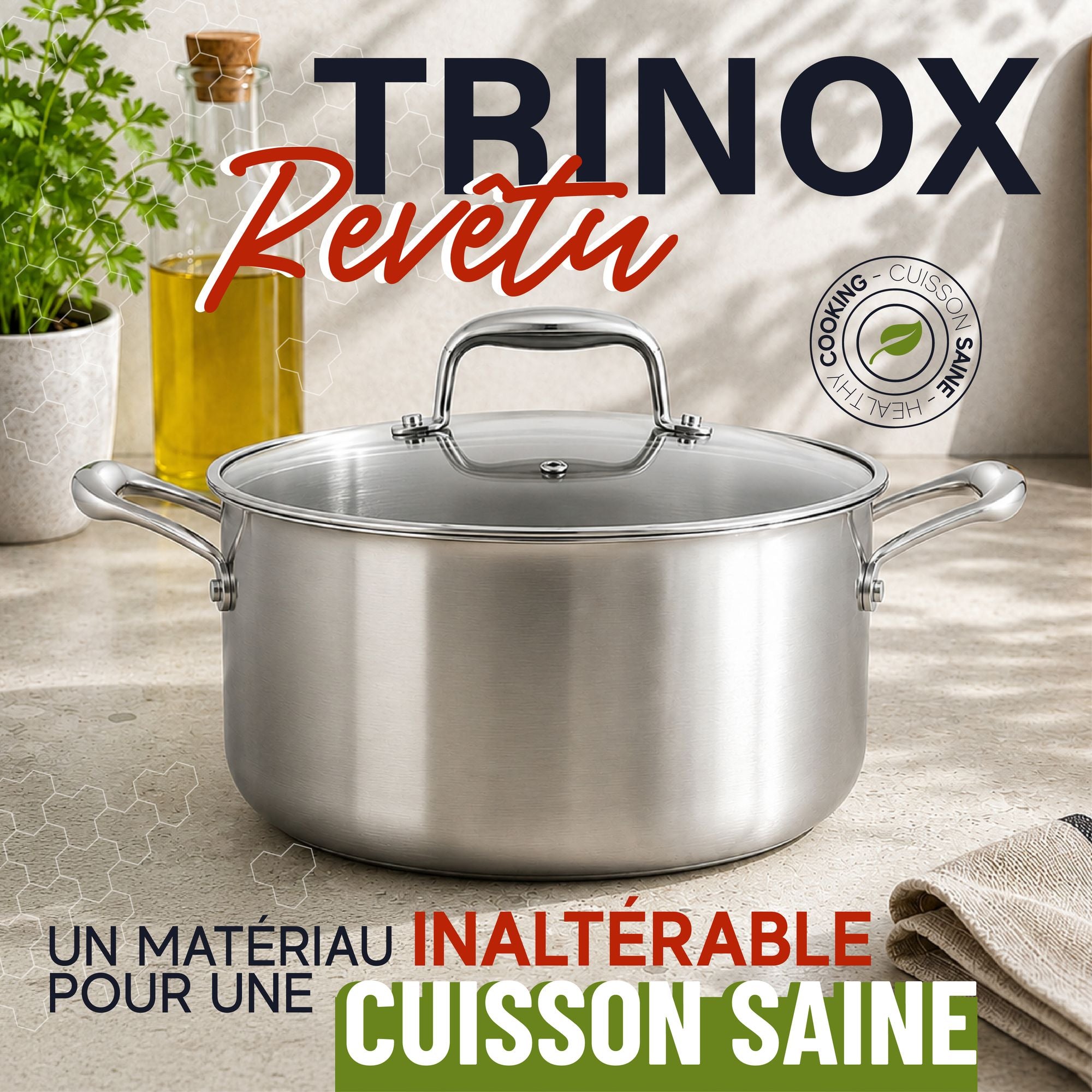 Faitout Trinox Ø20 cm en acier inoxydable revêtu