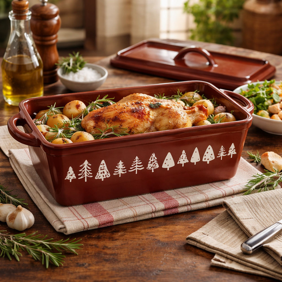 Terrine mountain 34x13.5cm cast iron brick with decor