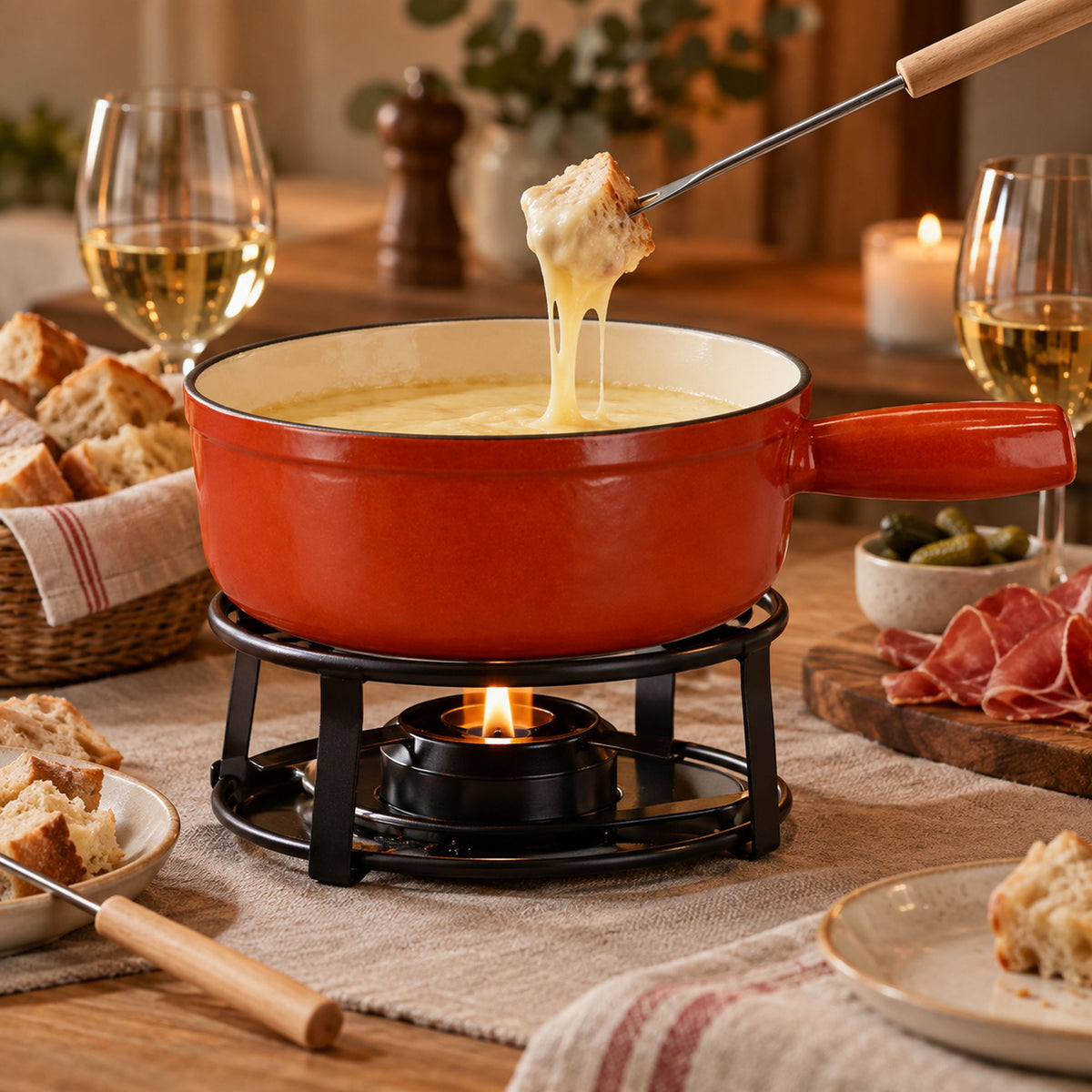 1.9L cast iron mountain fondue pot