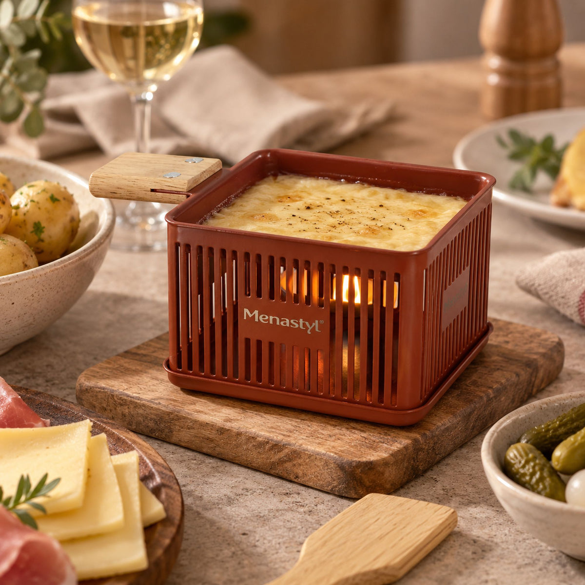 Mountain-style candle raclette grill, 1 person, carbon steel