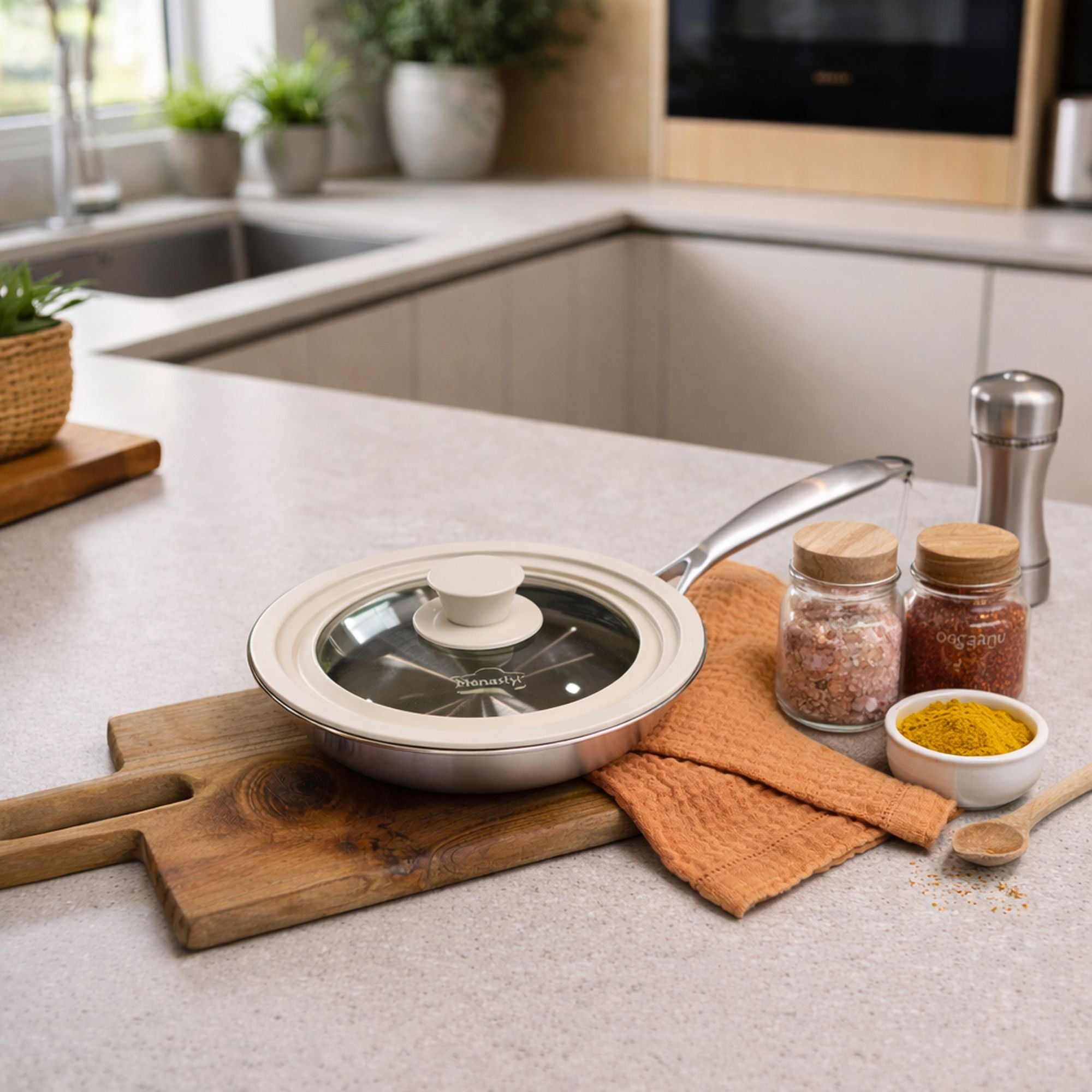 Couvercle Universel Multitaille 16/18/20 cm en Verre Trempé & Silicone Souple