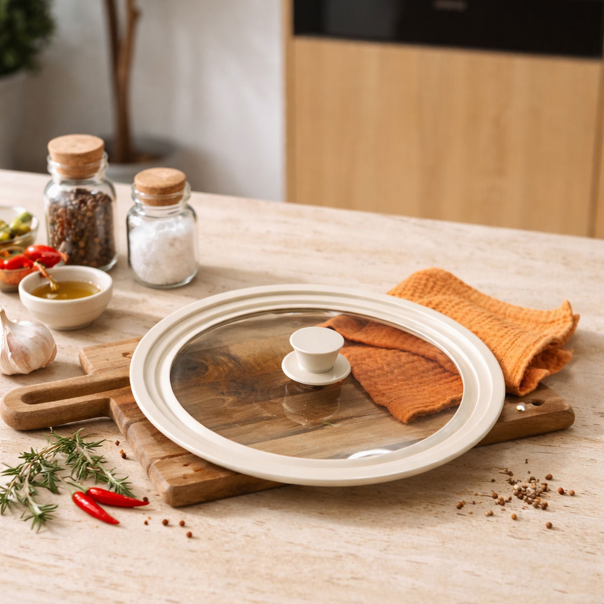 Couvercle Universel Multitaille 26/28/30 cm en Verre Trempé & Silicone Souple