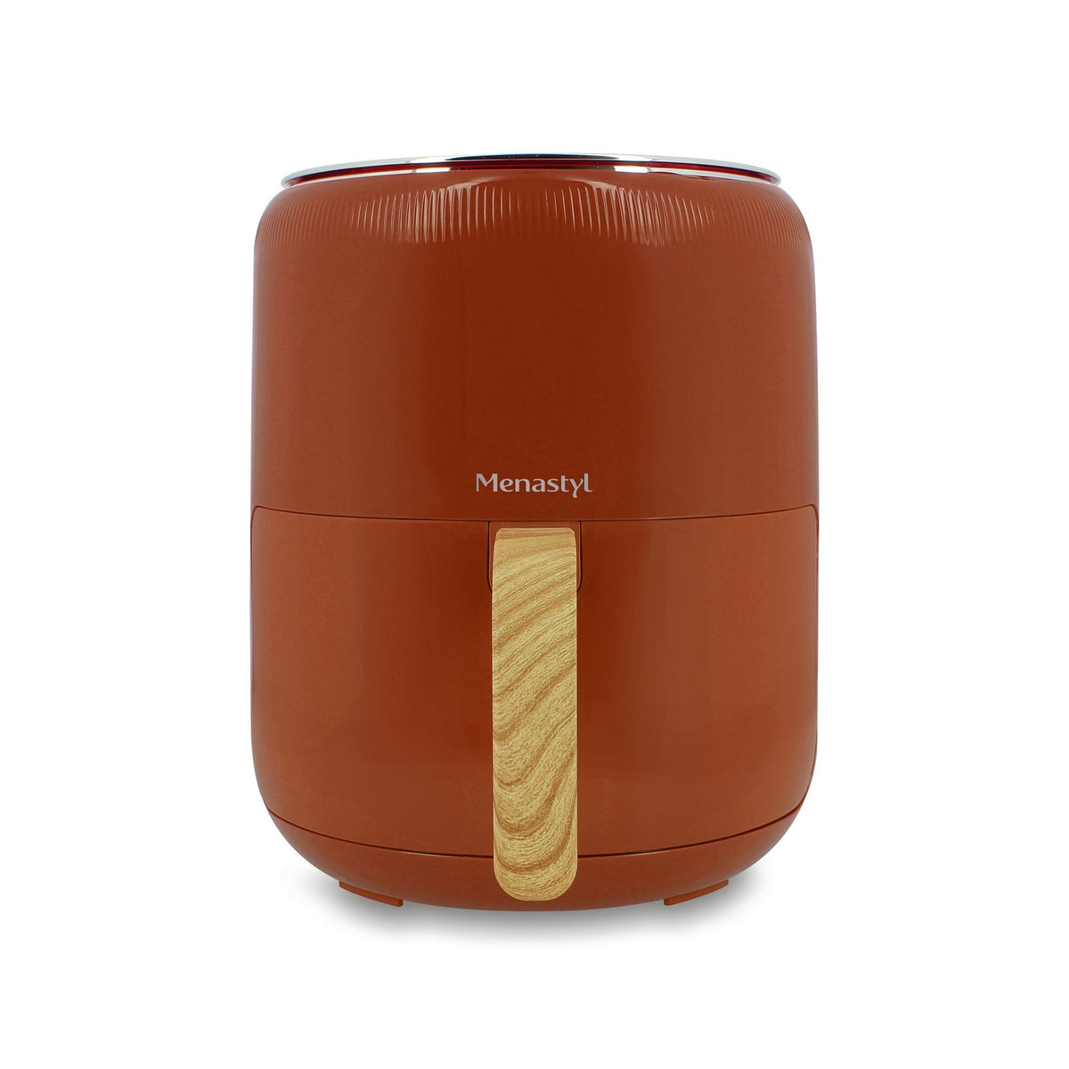 Friteuse à air chaud Colorama 4,5L terracotta avec poignée effet bois, vue de face sur fond blanc