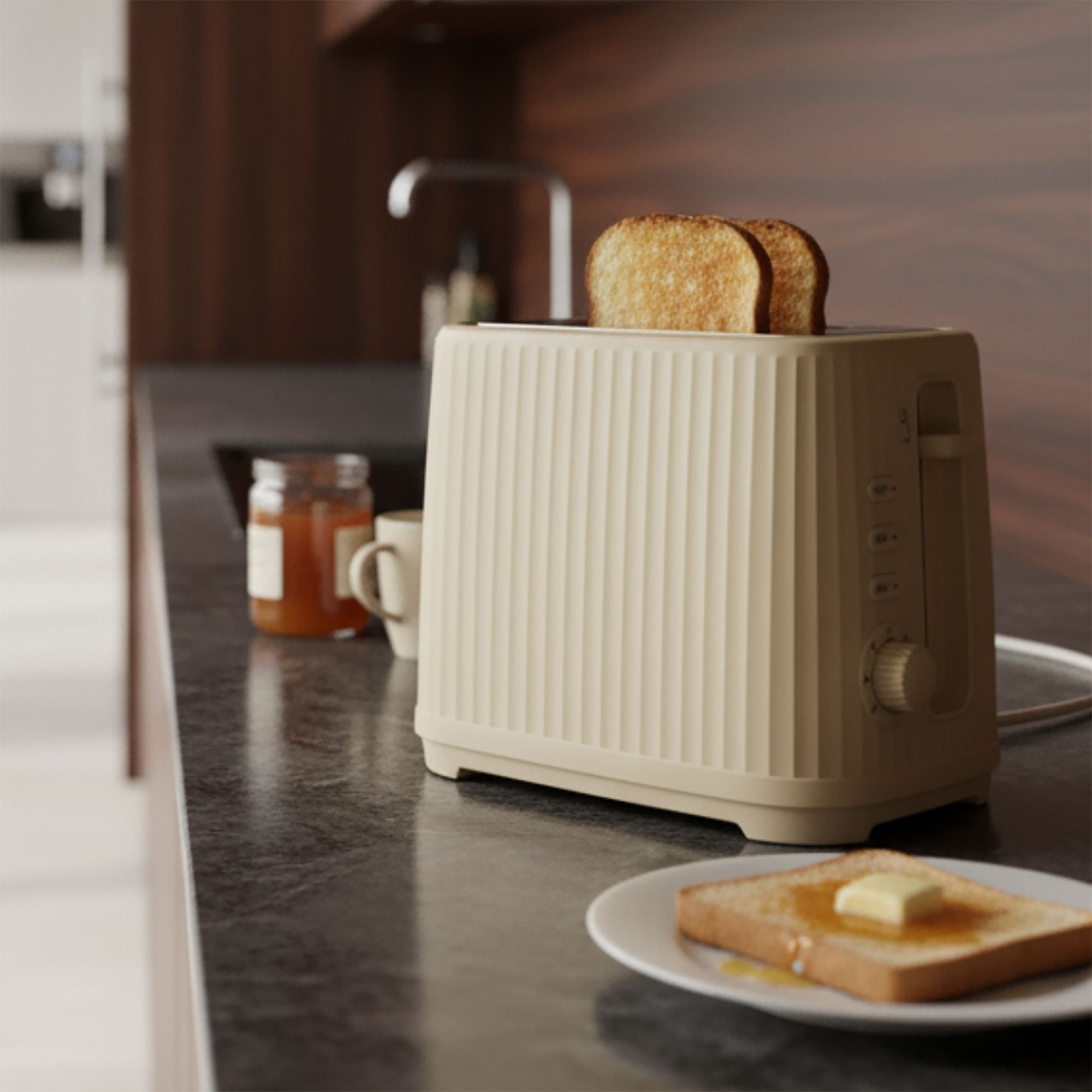 Grille Pain 2 tranches en polypropylène crème strié