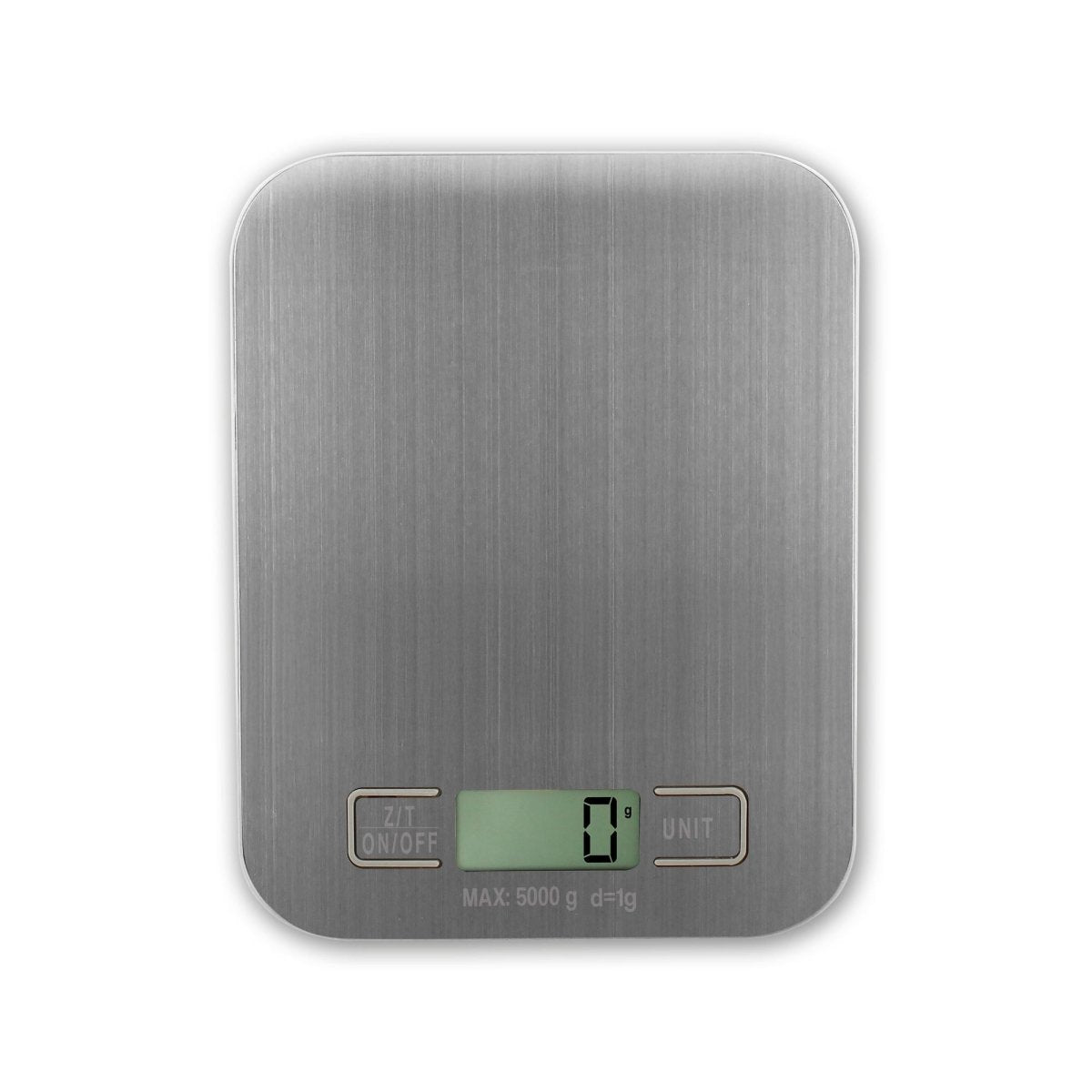 Balance de cuisine électronique Menastyl en acier inoxydable brossé avec écran LCD affichant zéro gramme
