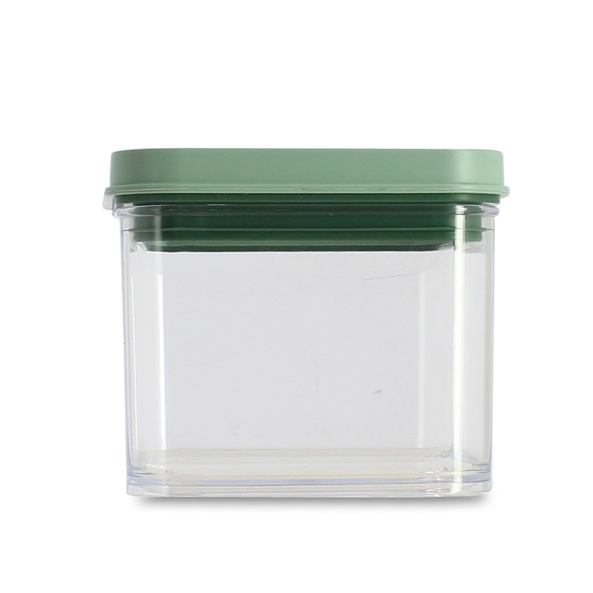 Boîte hermétique 500 ml transparente avec couvercle vert Menastyl, vue de face sur fond blanc