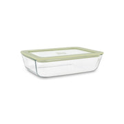 Boîte hermétique rectangulaire Pressbox 820ml en verre borosilicate avec couvercle vert Menastyl