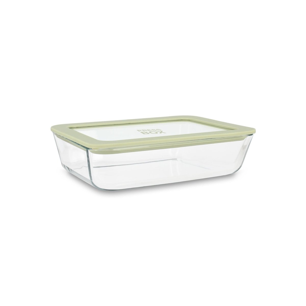 Boîte hermétique rectangulaire Pressbox 820ml en verre borosilicate avec couvercle vert Menastyl