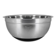 Bol à mélanger inox 25cm Menastyl avec base antidérapante noire, vue de face sur fond blanc