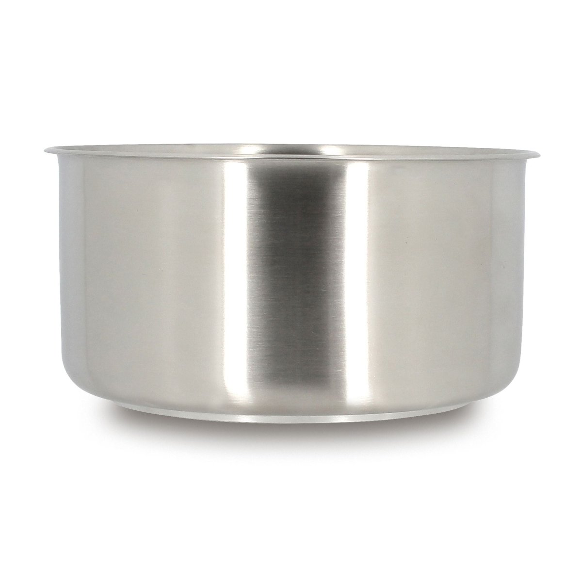 Casserole Iris 20cm en acier inoxydable Menastyl avec poignée amovible, vue de face sur fond blanc
