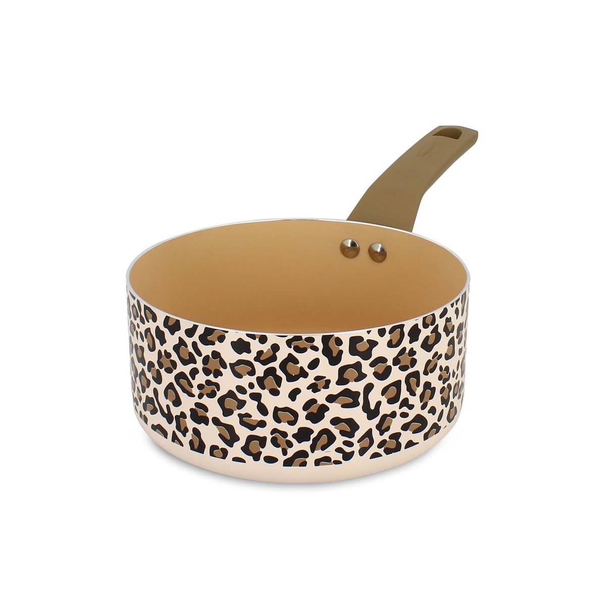 Casserole Léopard 18 cm Menastyl en aluminium marron avec motif animal et revêtement intérieur beige