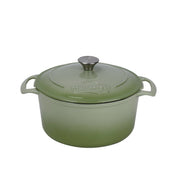 Cocotte ronde Colette 7 litres en fonte émaillée verte Menastyl avec couvercle et poignées latérales