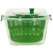 Essoreuse à salade Menastyl 25cm verte et transparente avec panier perforé et couvercle, vue de face