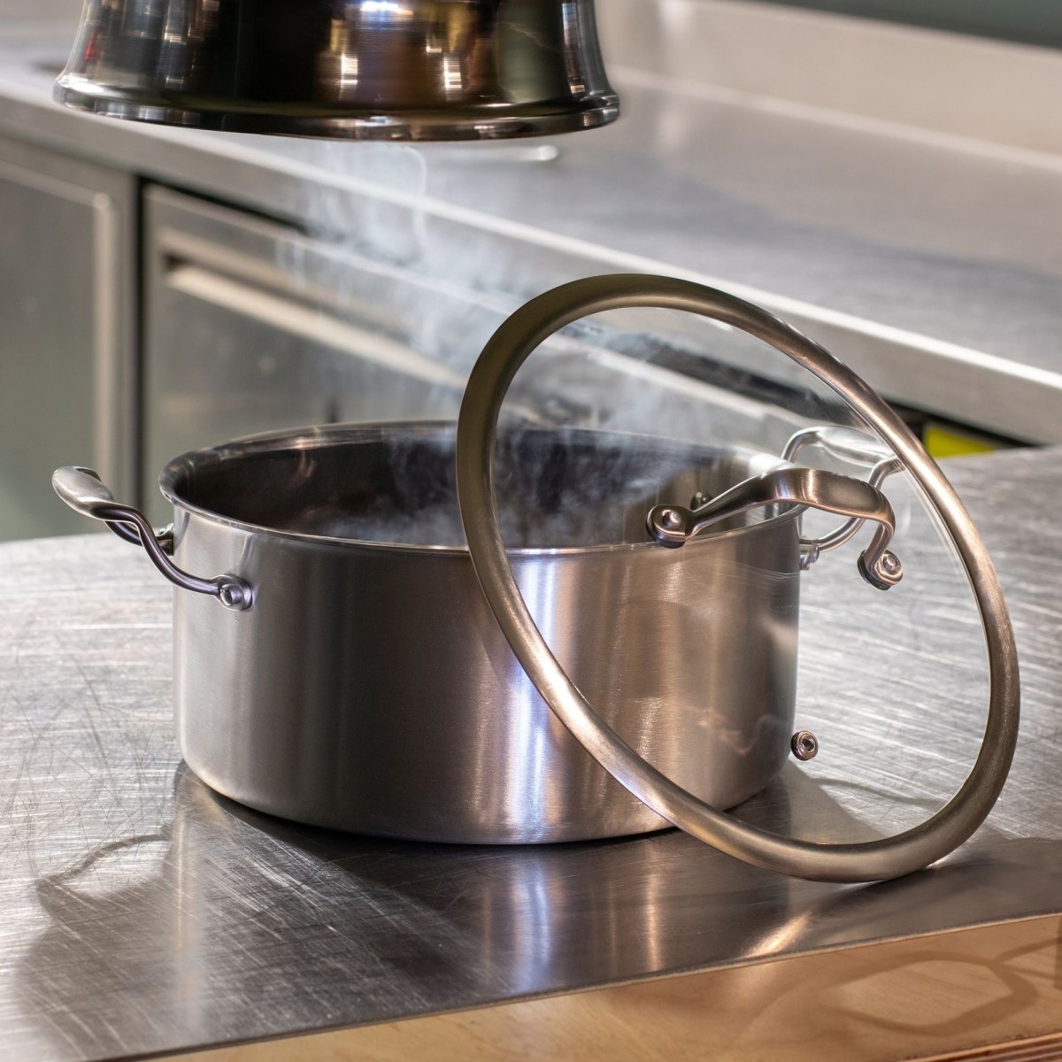 Faitout Triply 24 cm en acier inoxydable triple couche avec couvercle en verre 🇫🇷 - Menastyl - triply